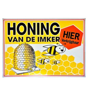 Reclamebord – Honing van de imker met korf