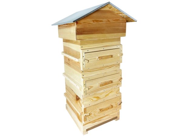 Warré bijenkast met kijkramen en verzinkt chalet dak