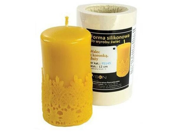 Lyson kaarsen gietvorm - cilinderkaars met kant - 12 cm hoog [FS145]