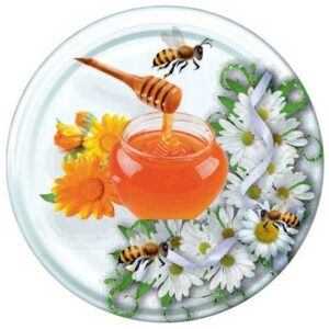 Deksel Wit honingpot met bij - toc 82 mm