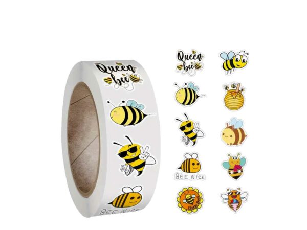 Sticker met bijen op rol - 500 stuks